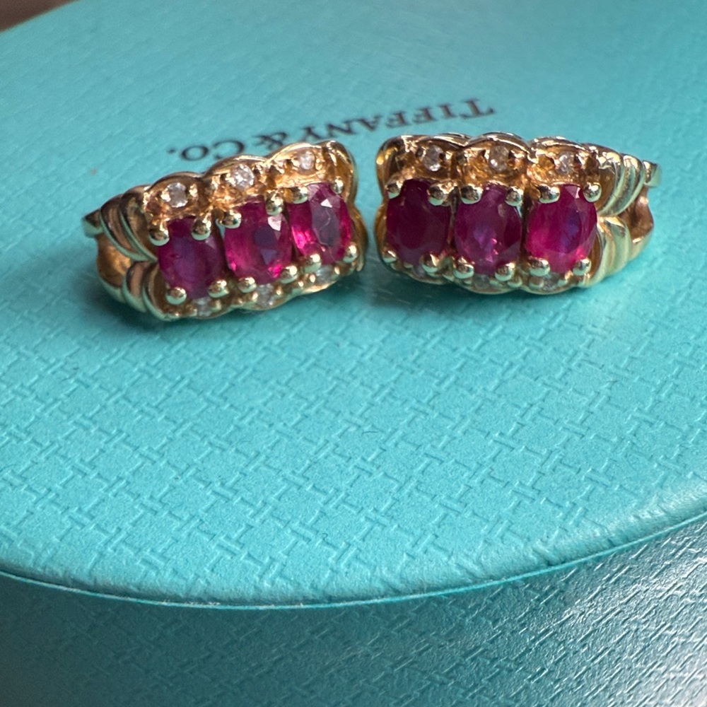 Elegant 14k Gold Earrings with ruby Stones